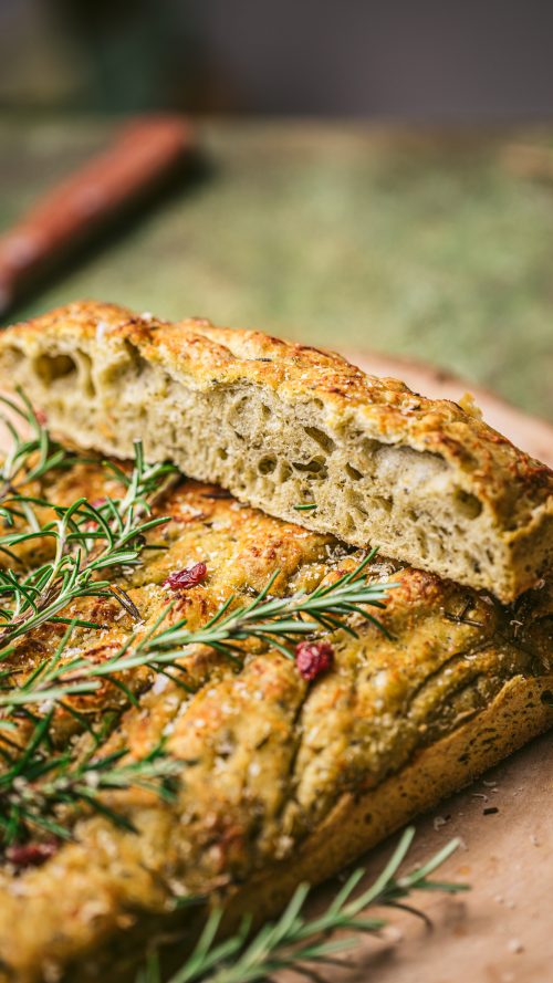Green focaccia de Noël