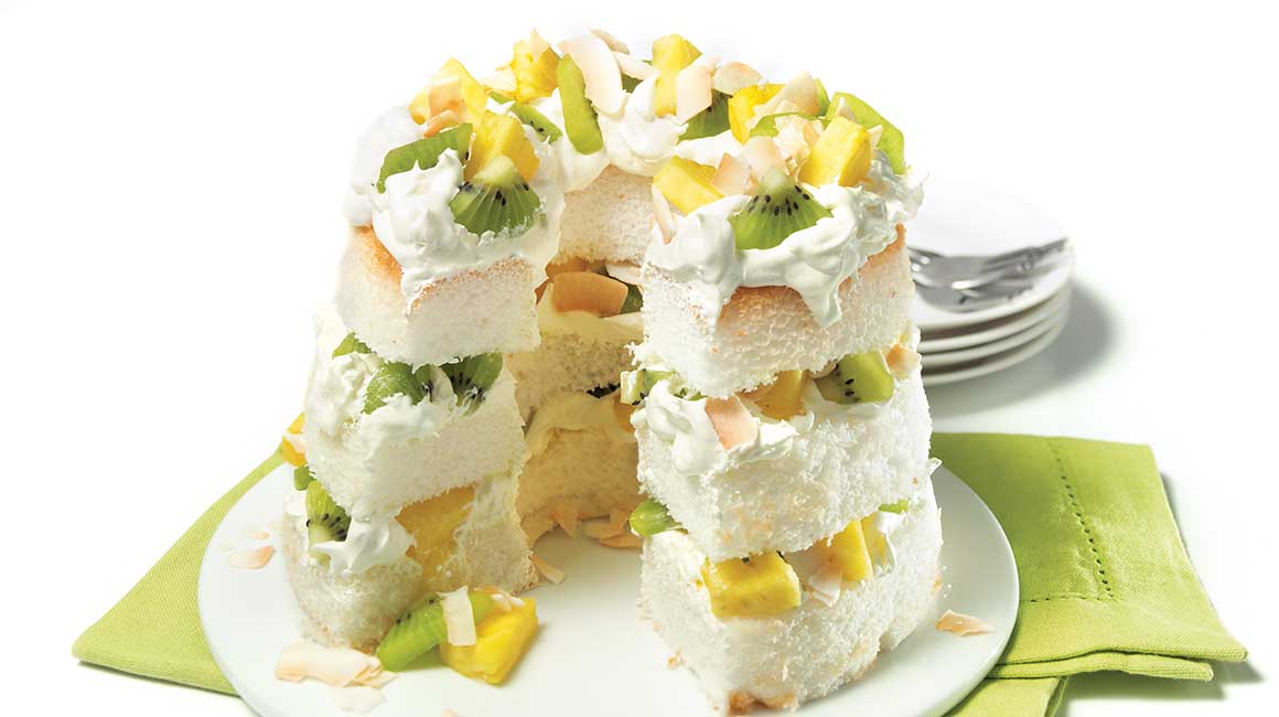 Gâteau des anges aux kiwis et à l’ananas