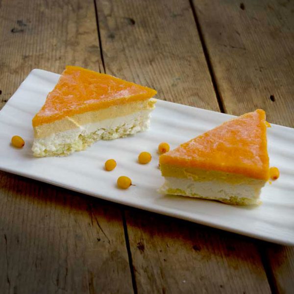 Gâteau mousse au fromage et argousier