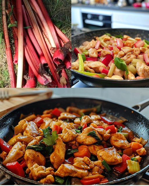 Poulet piquant avec sauté de rhubarbe et gingembre