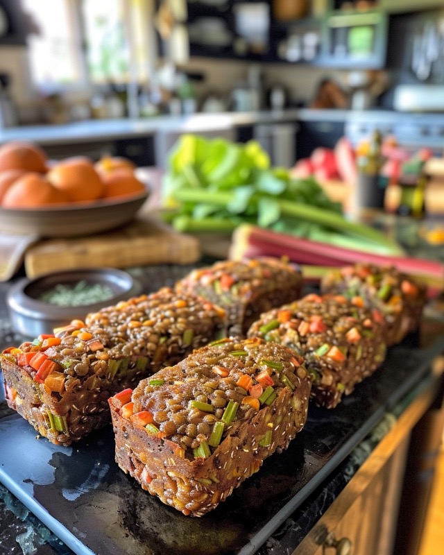 Pain de lentilles à la rhubarbe