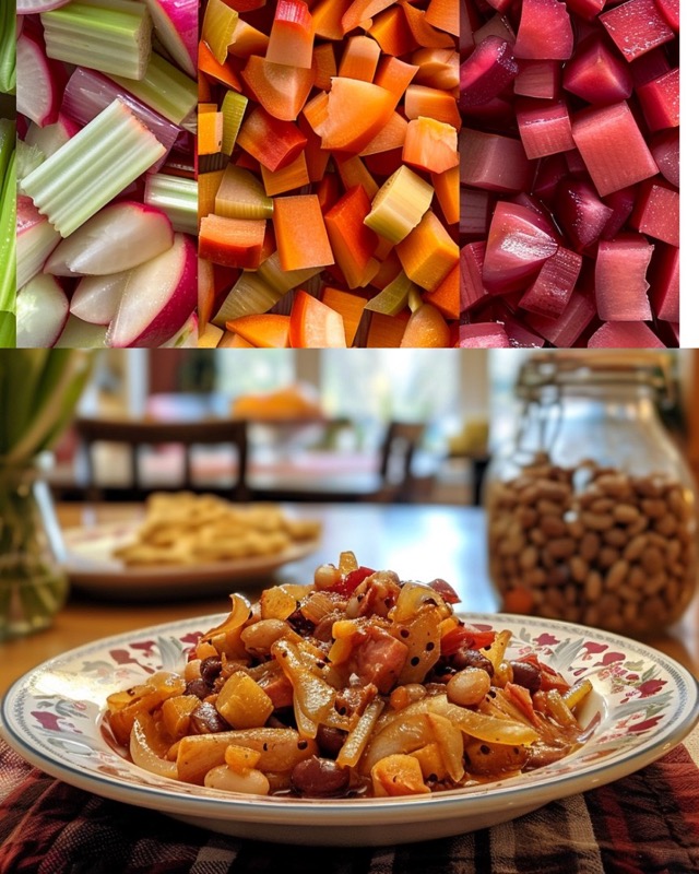 Rhubarbe et de haricots anciens