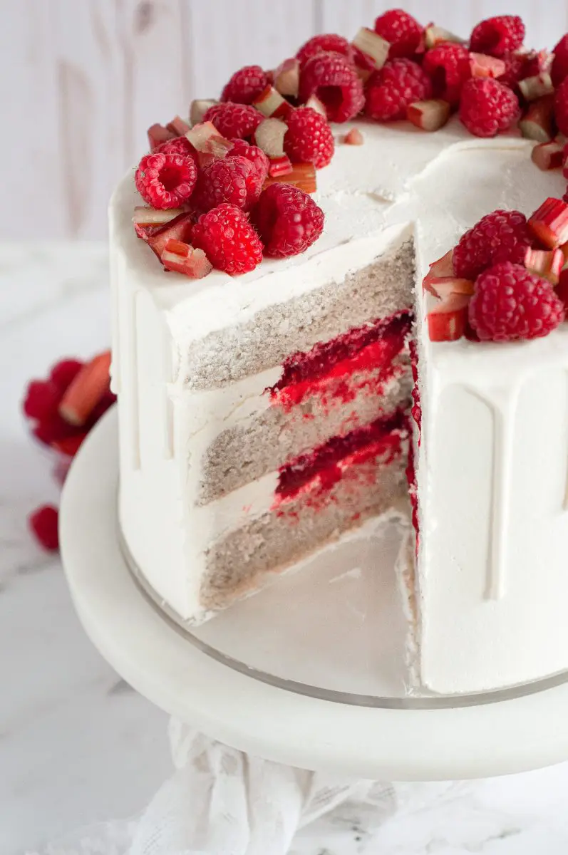 Gâteau Framboise Rhubarbe Sans Gluten (Sans Produits Laitiers)