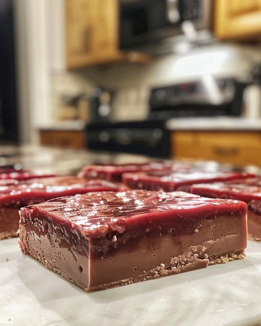 Carrés décadents au fudge et au chocolat à la rhubarbe