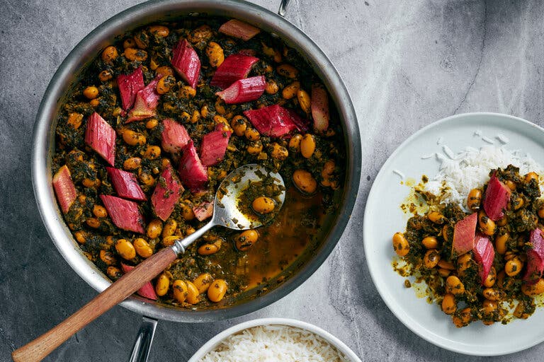 Khoresh Rivas (Savory Rhubarb and Bean Stew)