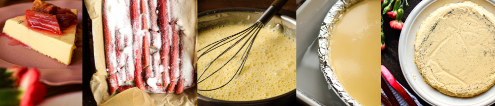 Crème anglaise au four et de rhubarbe rôtie