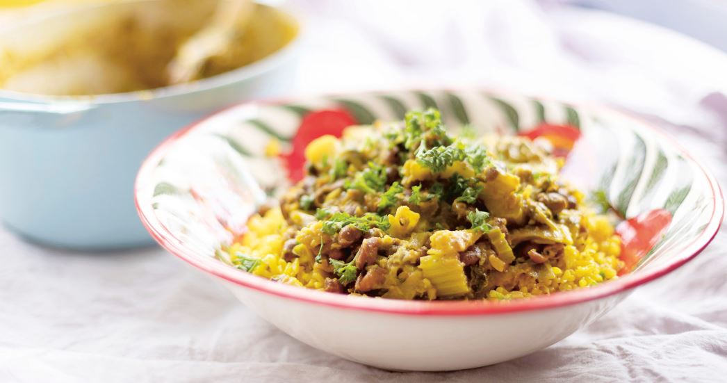 Ragoût Perse de rhubarbe, céleri et fèves