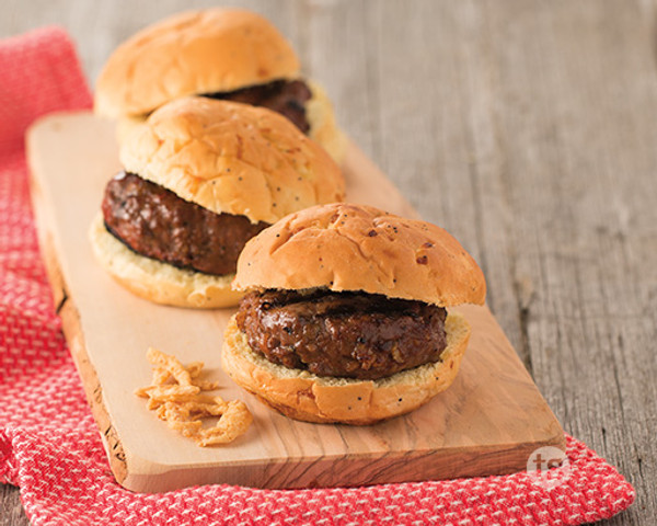 Burgers à étages acidulés à la rhubarbe