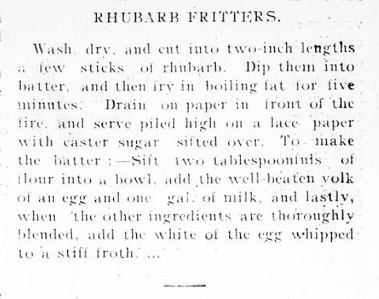 Beignets de rhubarbe - Recette ancienne