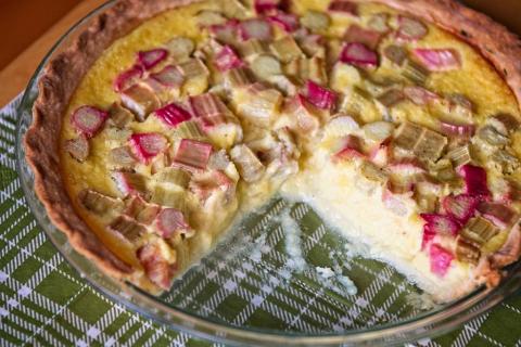 Tarte aux œufs à la rhubarbe et muscade