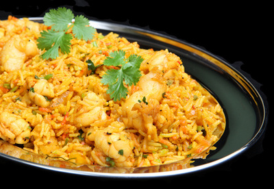 Riz aux crevettes et cari