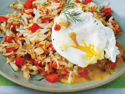 Oeufs Pochés Sur Pommes De Terre Rissoles