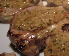 Médaillons de veau, sauce aux échalotes
