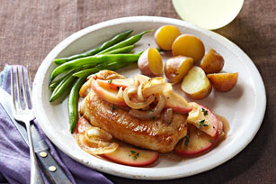 Côtelettes de porc aux pommes et à l'oignon