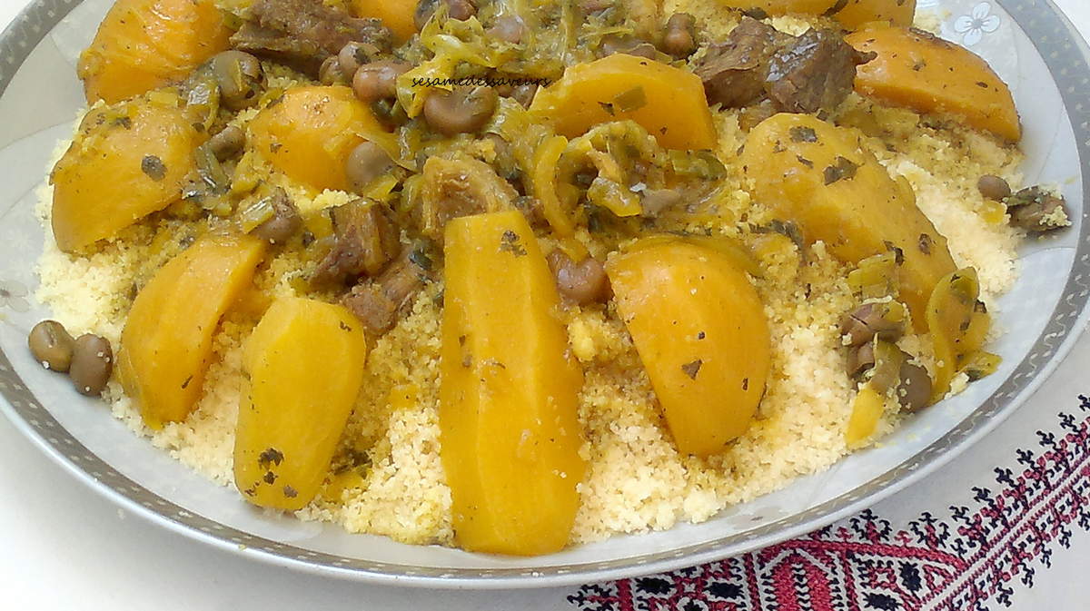 Couscous aux navets et fèves
