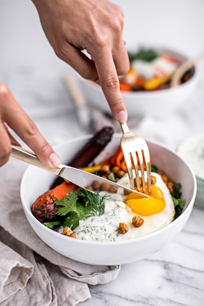 Healthy Turkish Breakfast Bowls with Herbed Yogurt