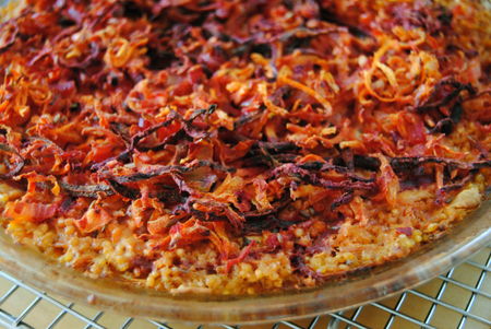 Tarte salée aux carottes, betteraves, millet et cumin