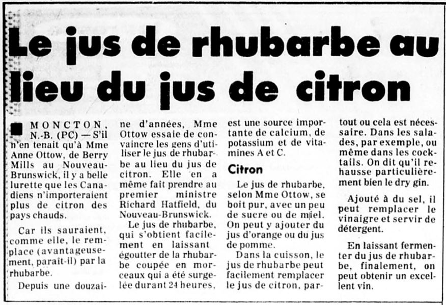 La rhubarbe comme substitut au jus de citron