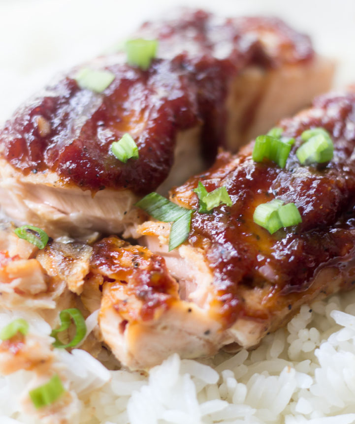 Saumon avec glace à la rhubarbe