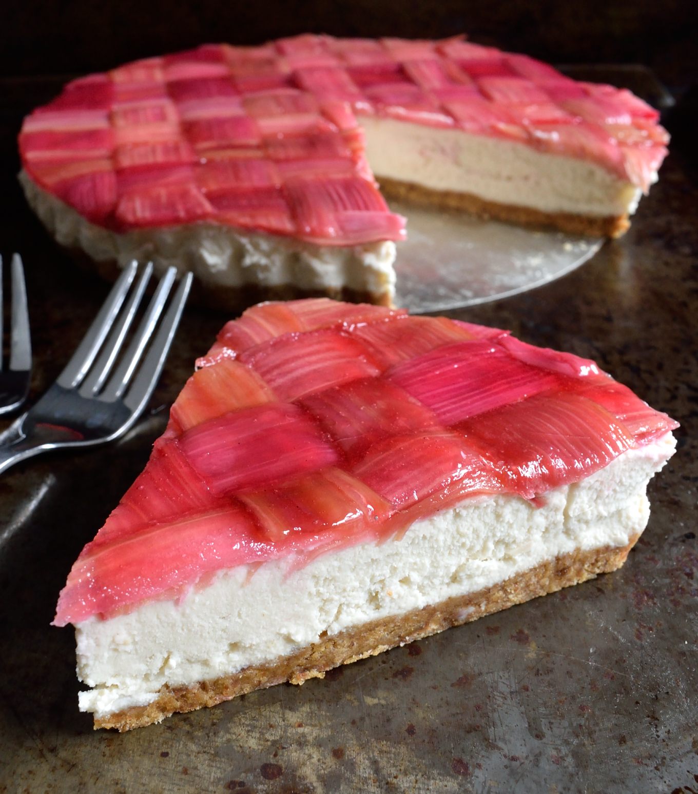 Cheesecake végétarien à la rhubarbe