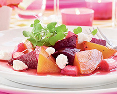 Salade de betteraves et compote de rhubarbe